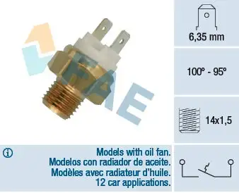 Interrupteur de température, ventilateur de radiateur FAE 36060