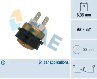 Interrupteur de température, ventilateur de radiateur FAE 36080