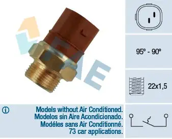 Interrupteur de température, ventilateur de radiateur FAE 36270