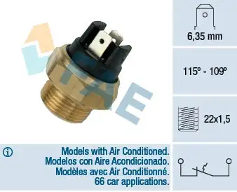 Interrupteur de température, ventilateur de radiateur FAE 36280