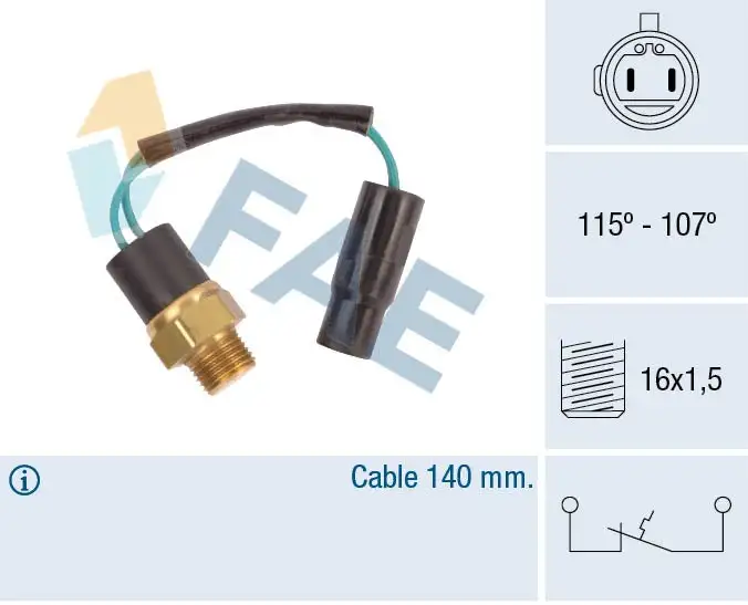 Interrupteur de température, ventilateur de radiateur FAE 36630