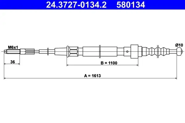 Tirette à câble, frein de stationnement ATE 24.3727-0134.2