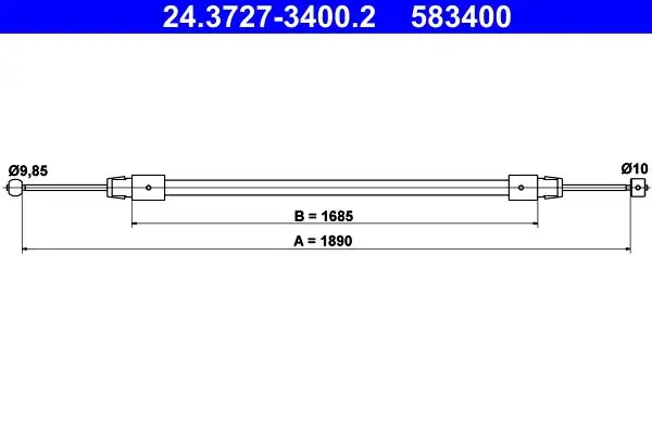 Tirette à câble, frein de stationnement ATE 24.3727-3400.2