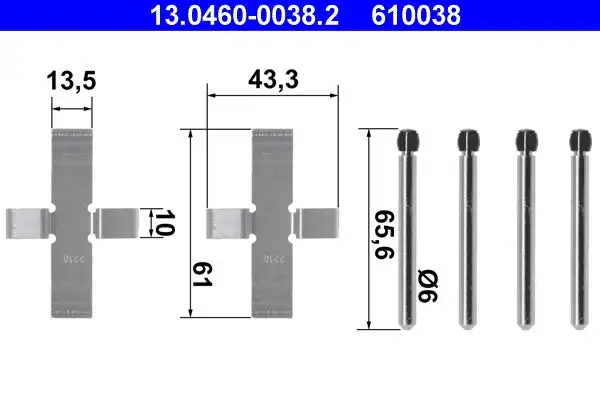 Kit d'accessoires, plaquette de frein à disque ATE 13.0460-0038.2